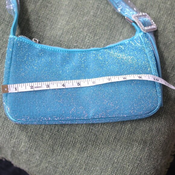 NWT Aqua Diva Revolution Rhinestone Shoulder Blue Bag. - Picture 7 of 9